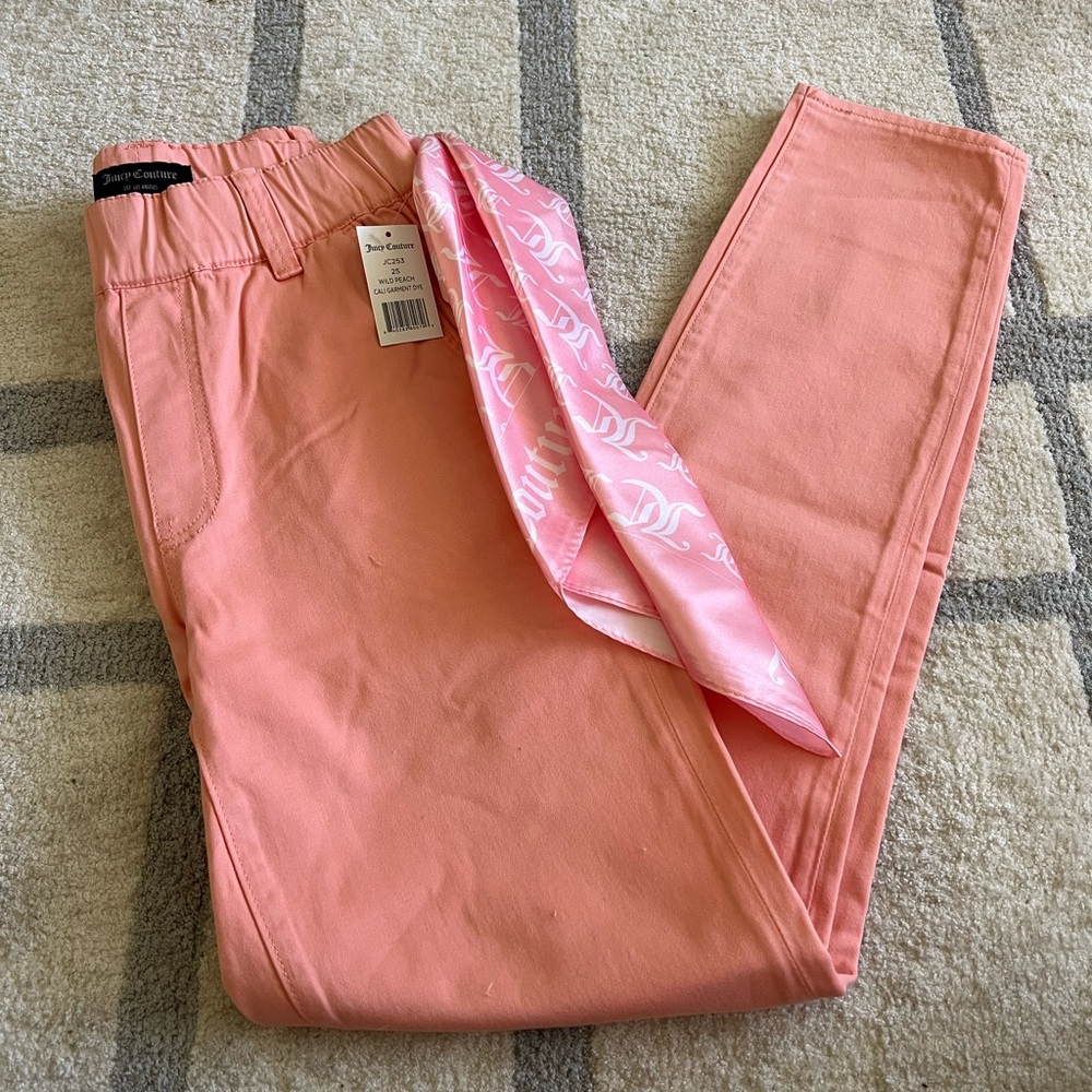 Juicy Couture Peach Pants with Light Pink Scarf